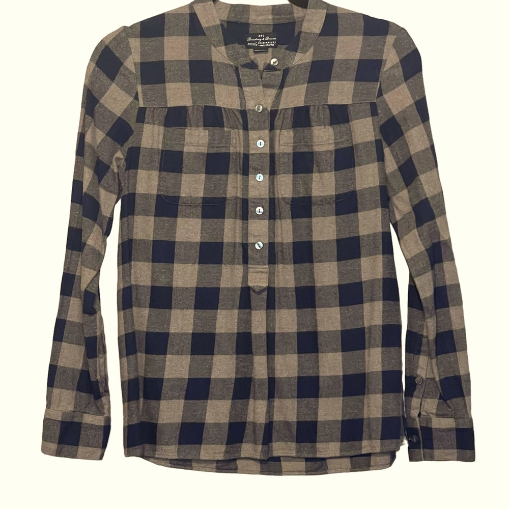 Madewell Buffalo Plaid Soft Flannel Blouse with Feminine Details Oversized XS - Picture 4 of 11